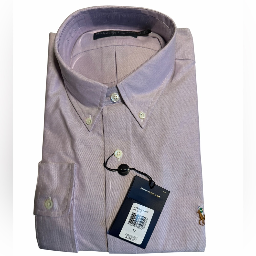Ralph Lauren Men’s Button-Down Oxford Shirt Light Lavender Purple Preppy Office